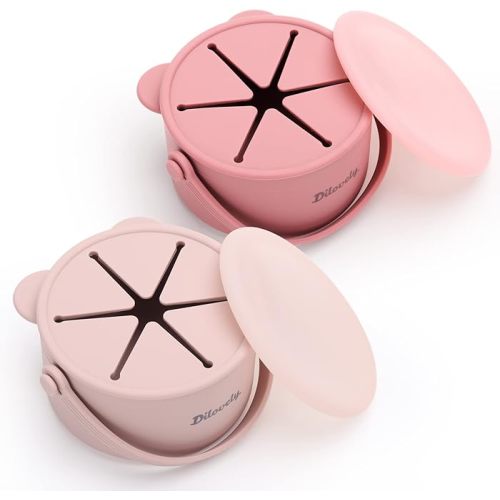 Amazon.com: Dilovely Silicone Snack Cups for Toddlers, Toddler Snack Containers, Baby Treat Catcher with DustProof Lid 2 Pack Dishwasher Safe and BPA Free 9 Oz