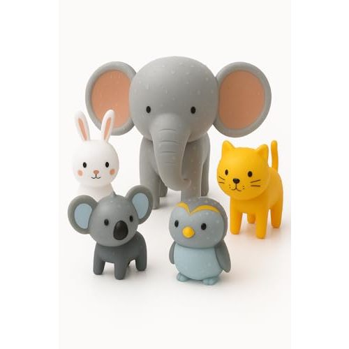 SplashEZ Bath Toys for Toddlers, Mold Free Bath Toys for Kids & Toddlers, No Hole for Bathtub, Pool, Shower Boys & Girls, 5 Animals