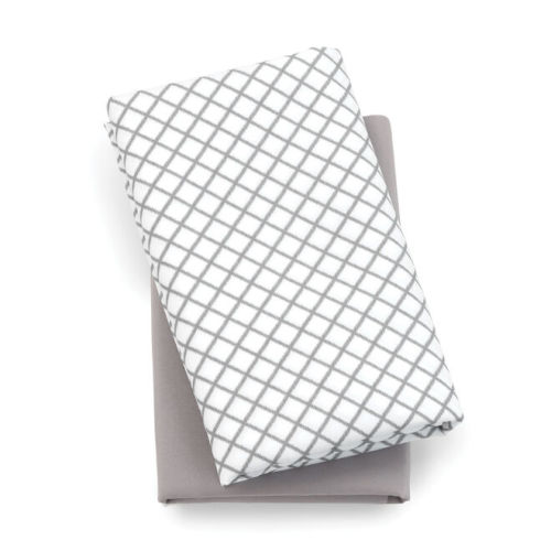 Lullaby Playard Fitted Sheet, 2-Pack - Grey Diamond