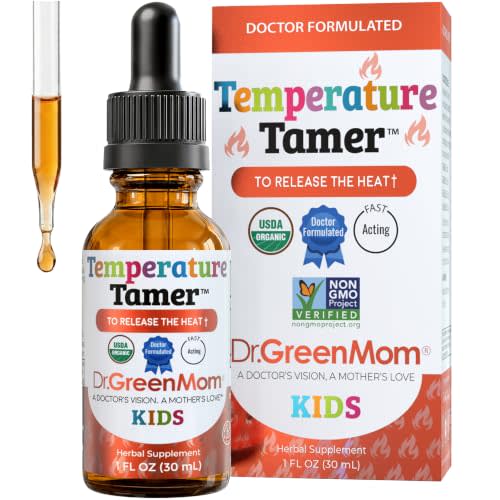 Dr. Green Mom Temperature Tamer — Cooling, Calming & Immunity Support Drops | Releases Excess Heat — Lemon Balm, Catnip, Elderflower & Chamomile — Supports Immune Health — Kids & Babies — Drug Free