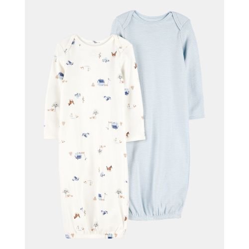 Baby 2-Pack Sleeper Gowns - Blue/White | Carter's 3M
