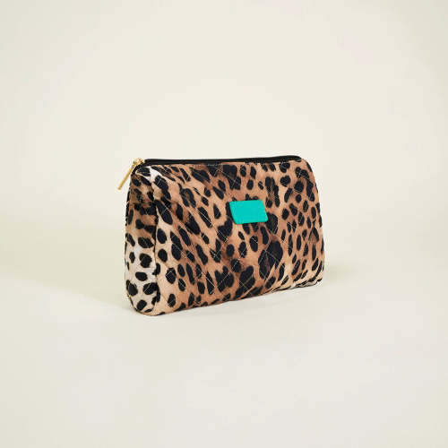 Leopard Beige Loretta Leopard Quilted Toiletry Bag | Posh Peanut®
