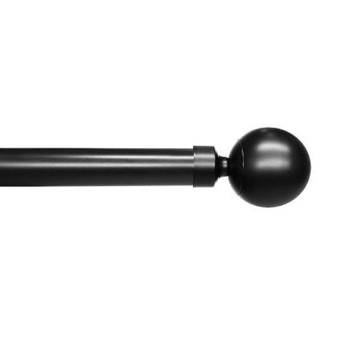 Linen Avenue Matte Ball Single Window Curtain Rod Set, 28 To 48-inch, Matte Black
