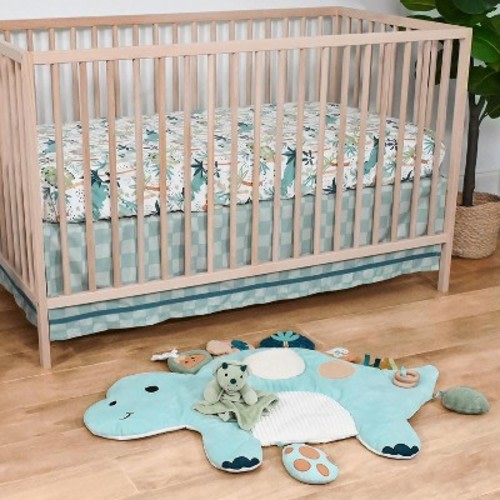 The Peanutshell Dino Tummy Time Mat and Security Blanket Crib Bedding Set, 4-Piece Set