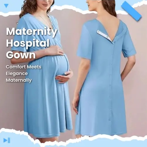 Labor and Delivery Gown for Hospital Short Sleeve Maternity Nursing | Holiday Sales TikTok Shop