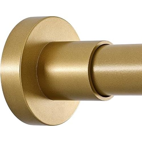 BRIOFOX Shower Curtain Rod Adjustable 18-64 Inch, Stainless Steel Spring Tension Shower Rod No Drilling Non Slip, Sunset Gold