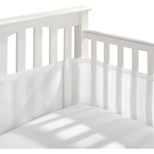 BreathableBaby Breathable Mesh Liner for Full-Size Cribs, Classic 3mm Mesh, White (Size 4FS Covers 3 or 4 Sides)
