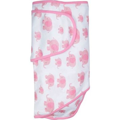 Miracle Blanket Swaddle Wrap - Elephants Pink: Cotton, 0-3 Months, Easy Fit, Sleeveless