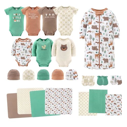 The Peanutshell Baby Layette Gift Set for Boys - 23 Piece New Born Boy Gift Set, Baby Clothes & Newborn Essentials Must Haves - Newborn Boy Clothes 0-3 Months - Wilderlust