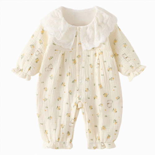 Wonitaaizi Baby Girl Long Sleeve Romper Onesie Clothes Infant Spring Outfits (0-3 Months,Yellow)