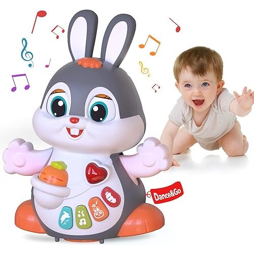Yerloa Easter Bunny Toys for Babies 1 Year Old, Easter Gifts for Girls Boys, Musical Crawling Toys with Lights for Tummy Time Babies for 6 7 8 9 10 12 18 Months, Baby Easter Basket Stuffers
