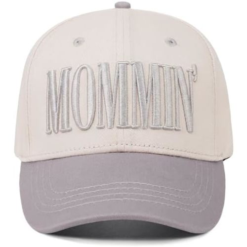 Mommin Trucker Hat for Women, Vintage Two-Tone mom hat with Mommin 3D Embroidery, New Mom Gifts Mothers Day Outfits