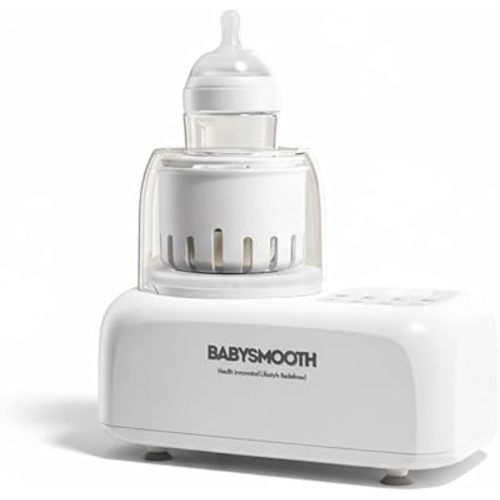 Bottle Warmer & Mixer, Babysmooth Waterless Baby Bottle Warmer with Silent Shake, Fast Heat, Night Light for Nighttime Feeding, One-Touch Easy Use, Adjustable Temperature & Time, Thaw & Keep Warm