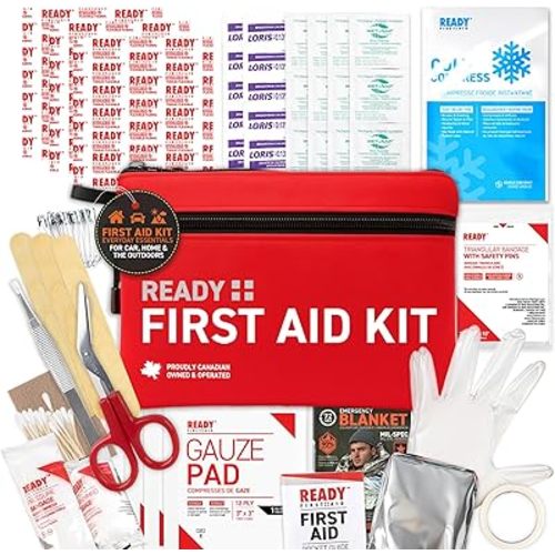 Ready First Aid 107 Piece First Aid Kit - Camping, First Aid Kit, Camping Essentials, Hiking, Home Essentials, Car Emergency Kit, Hiking Gear, First Aid Kit Travel, Car Essentials, Survival Stuff