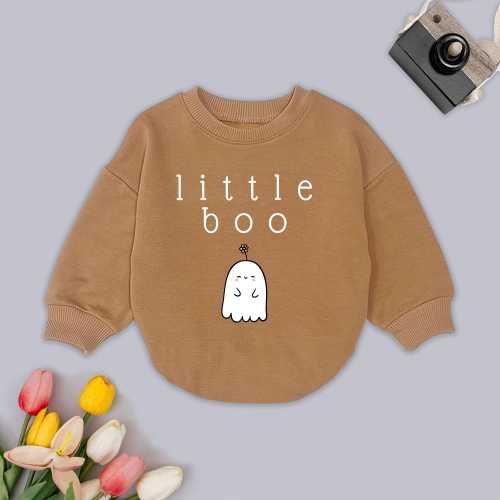 Little Boo Baby Romper Sweatshirt, Halloween Ghost Outfit