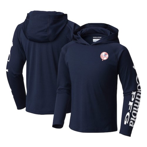 Youth New York Yankees Columbia Navy Terminal Tackle Long Sleeve Hoodie T-Shirt