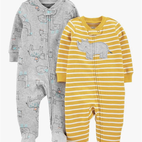 Simple Joys by Carter's baby-boys 2-way Zip Thermal Footed Sleep and Play, Pack of 2