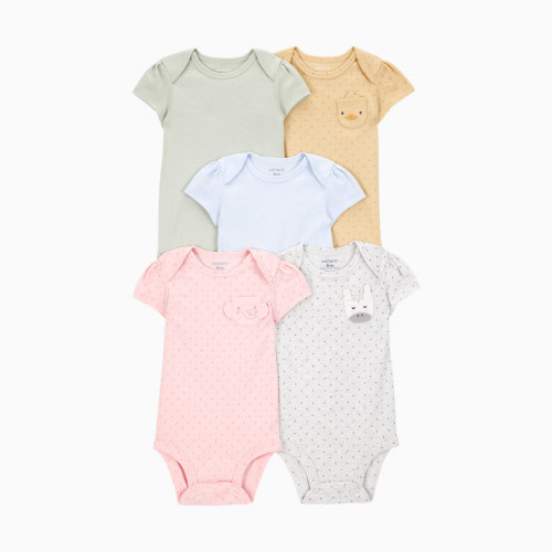 Carter's 5-Pack Short-Sleeve Cotton Bodysuits - Animal, Newborn