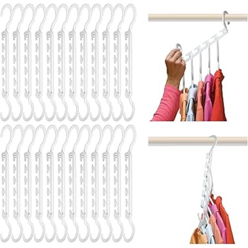 Wonder Hanger Max 24-Pack Space Saving Hangers, Reinforced Hooks Swivels 360°, Cascading Hanger, College Dorms & Storage Closet Organizer, Fully Assembled – White