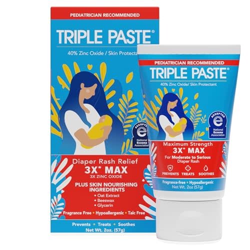 Triple Paste 3X Max Strength Diaper Rash Ointment, 40% Zinc Oxide, 2 oz