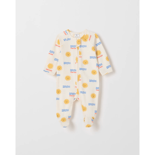 Baby Organic Cotton Zip Coverall - Fun Day Gardenia | Target Australia