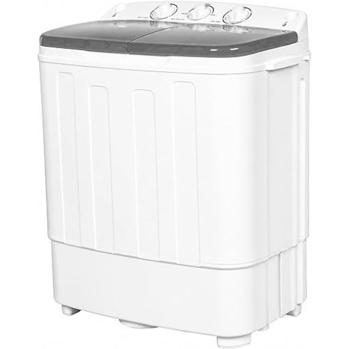 Portable Washing Machine,25.3 lbs Capacity,Washer and Dryer Combo Machine for Homes & Apartments,Twin Tub Laundry Washer with Spin Cycle, GREY