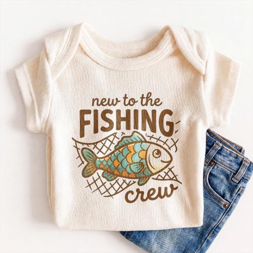 New To The Fishing Crew Baby Onesies®  - Cute Fishing Bodysuit for Baby