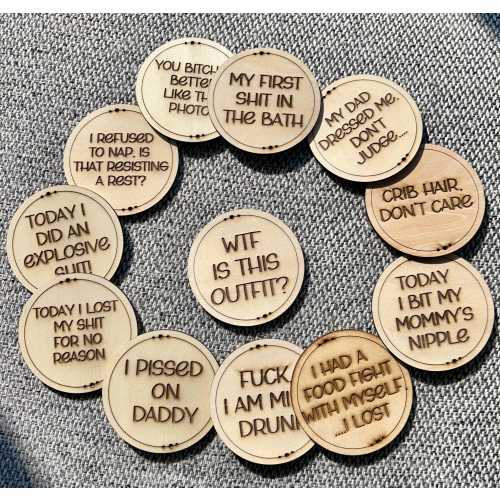 Funny Baby Milestone Markers Engraved wood keepsake gift funny moments and firsts funny pregnancy milestones