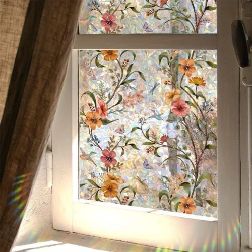 colorful floral privacy window film decorative rainbow glass - Temu