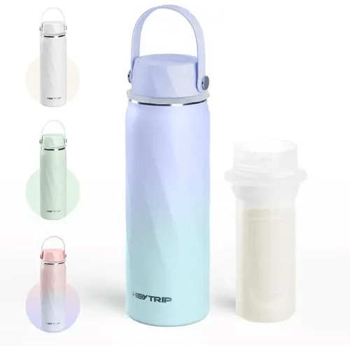 HEYTRIP Portable Breastmilk Cooler - 20oz Stainless Steel Milk Chiller Bottle for Travel & Work | Reusable Breastmilk Storage Container, 36+ Hour Cooling, TSA Approved | Violet Aurora