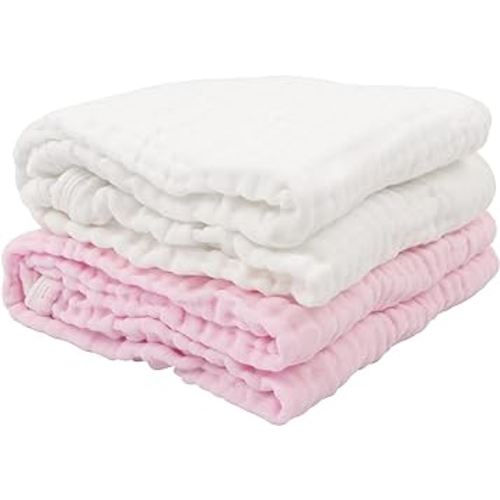 babygoal Baby Bath Towels 2 Pack, 100% Muslin Cotton Hooded Towel for Newborn,Toddler,Infant, Absorbent & Hypoallergenic Baby Gift for Boys Girls 35"x35" T0102