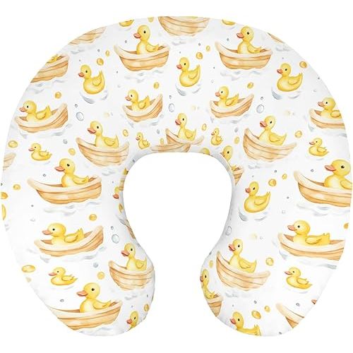Cute Yellow Ducks Boats Nursing Pillow Cover Stretchy and Soft for Baby Girls Boys Rubber Duck Ships Bubble Nursing Cover for Breastfeeding for Newborn Infant Animal Pillowcase