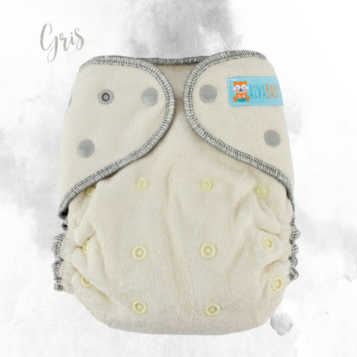 ALVABABY Upgraded Bamboo Fitted Diaper with AWJ Lining & Pocket – Reusable Cloth Diaper for Heavy Wetters (Grey, FT04)