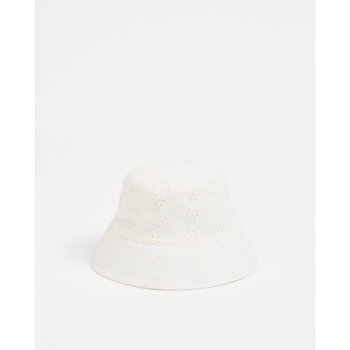 Baby Broderie Bucket Hat - White