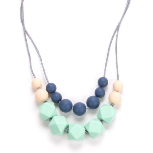 BEBE by Me 'Harper' Hard + Soft + Cushy Beads All-in-1 Teething Necklace - Electric Blue - Ivory - Mint
