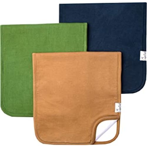 Copper Pearl Premium Baby Burp Cloths - 3-Pack Large Cotton Burp Cloths, Extra Soft Spit Up Rags with 3 Absorbent Layers, Perfect for Baby Boy and Baby Girl Gifts (21" x 10" Size, Ridge Set)