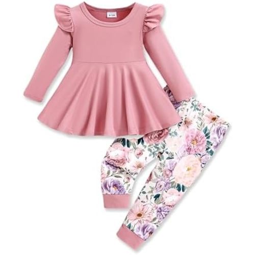 Baby Girl Clothes Toddler Girl Outfits Fall Winter Ruffle Shirt Pants Cute Infant Clothing Set for Little Girl