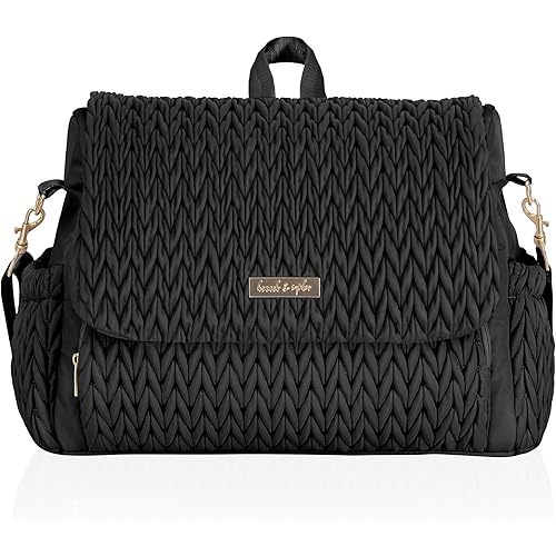 Hannah & Sophia Belle Convertible Baby Diaper Backpack & Bag in Black, Large Size, Dual Sided Water Resistant Changing Mat Included, Detachable Shoulder Straps, Easy To Use