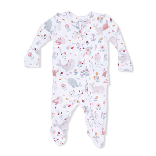 2-Way Zip Ruffle Footie, Garden Sea Creatures – SpearmintLOVE