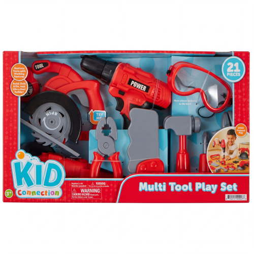 Kid Connection 21 Pieces Construction Tools Set, Real Pretend Play Toys, Birthday Gift for Kids Age 3+