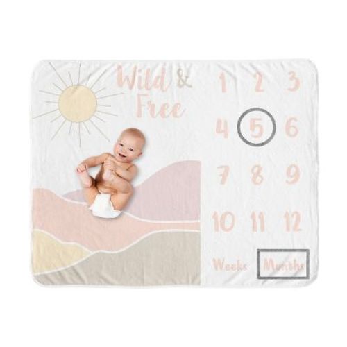 Sweet Jojo Designs Girl Baby Milestone Blanket Desert Sun Pink and Taupe