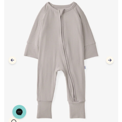 Dove Gray Ribbed Zippy – Little Sleepies