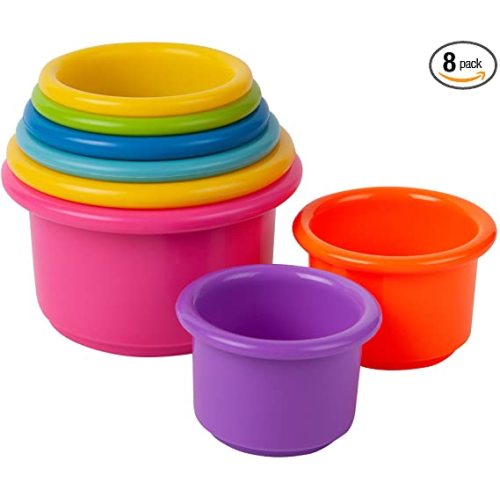 The First Years Stack Up Baby Cups, Bathtub Toys for Kids, 4.8 Ounce (Pack of 8) - 9 Piece Set