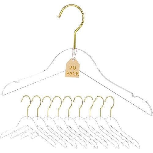 20 Pack Clear Acrylic Children's Hangers for Kids, Baby, Toddler, Infant Clothes Closet - Premium