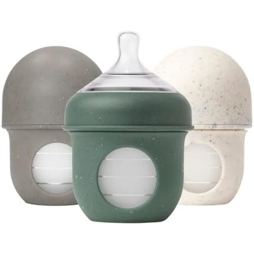 Boon Nursh Silicone Baby Bottles - Green Speckle - 4 Oz - 3 Count