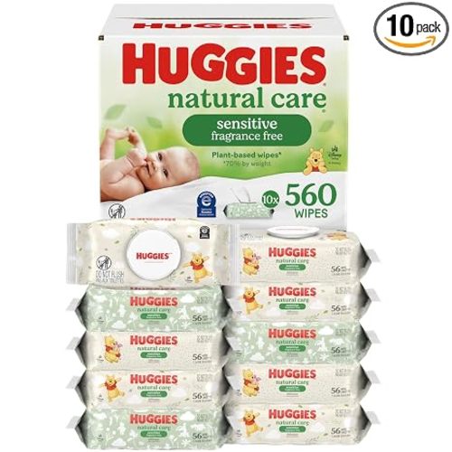 Huggies Natural Care Sensitive Baby Wipes, Unscented, 10 Packs, 560 Wipes