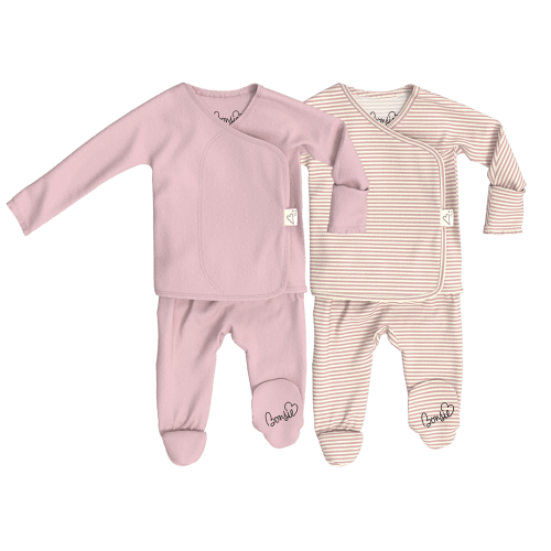Baby Bundle Footie - Peony + Berry Twist – Bonsie Skin to Skin Babywear