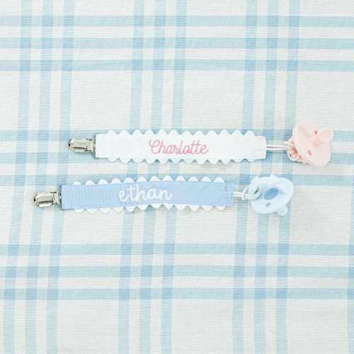 Pacifier Clips // Paci Clip, Monogram Pacifier Clip, Pacifier Holder, Embroidered Custom Name, Personalized Baby Gift, Baby Girl, Baby Boy