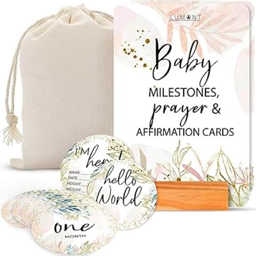 Pregnancy Must Haves – Baby Milestone & Prayer Cards, Trimester Essentials for Postpartum Recovery & Newborn Affirmations, Birth Announcement Keepsake & Thoughtful Gift for Expecting & New Moms