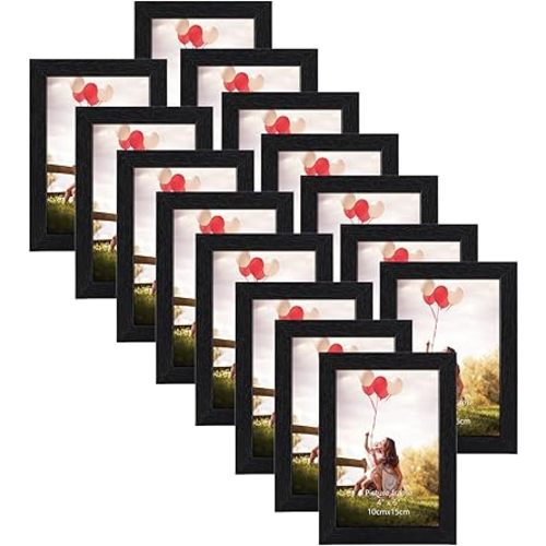 HORLIMER 4x6 Picture Frame Set of 15, Black Picture Frames Display 4 by 6 Photo for Wall or Tabletop